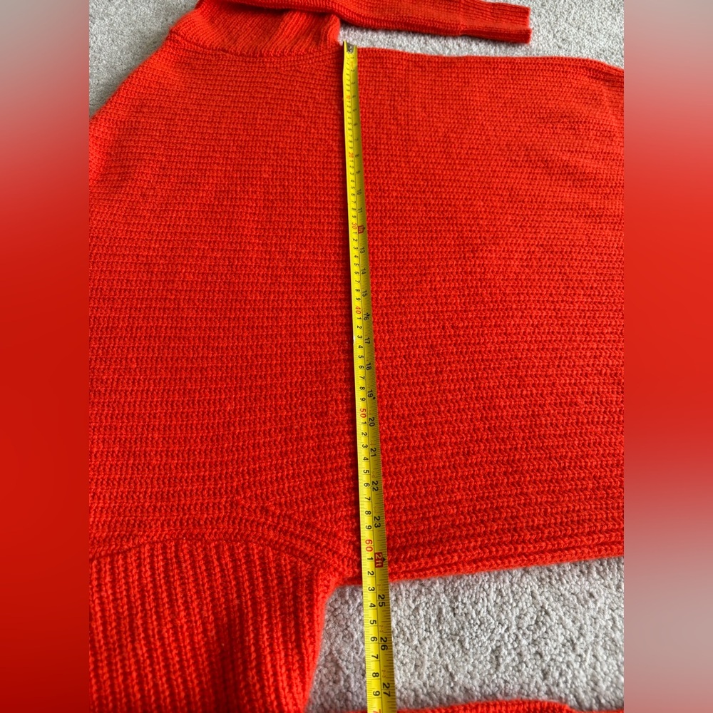 Autumn Cashmere Koi Orange 100% Cashmere Oversized Turtleneck Sweater XS - Picture 7 of 11